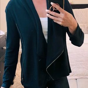 Black sweater jacket , zip up . Perfect to wear over tank or crop top